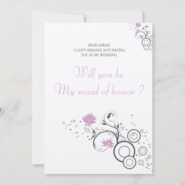 Carte De Remerciements mignonne serez-vous ma servante d'honneur (Devant)