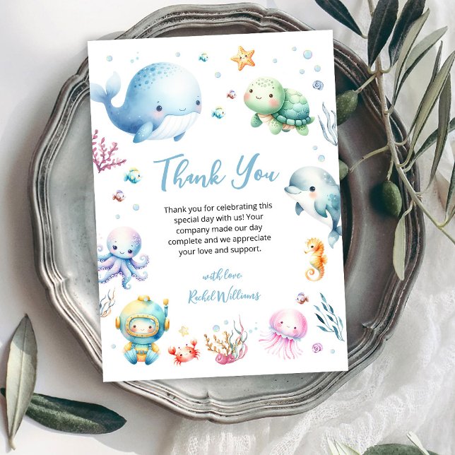 Carte De Remerciements Mignonne Sous le Baby shower marin (Créateur téléchargé)