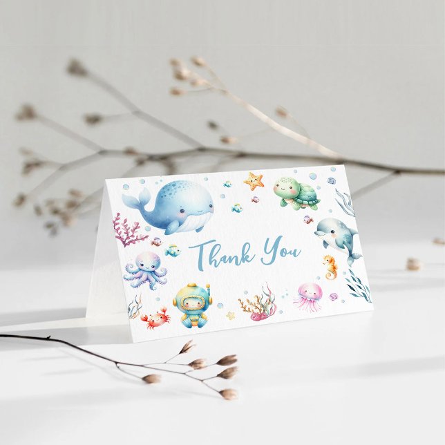 Carte De Remerciements Mignonne Sous le Baby shower marin (Créateur téléchargé)