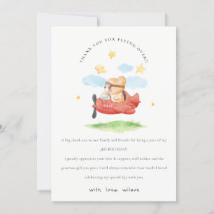Carte De Remerciements Mignonne volez au-dessus de l'ours en peluche Anim