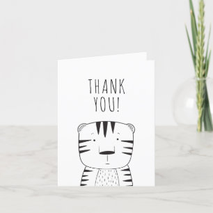 Carte De Remerciements Mignonne Wild Un premier anniversaire Tigre noir b