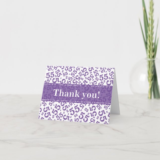 Carte De Remerciements Milestone 55 Random Number Pattern Purple/White (Devant)