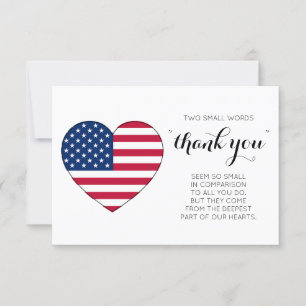Carte De Remerciements Militaire Soldat Patriotic Heart USA American Flag