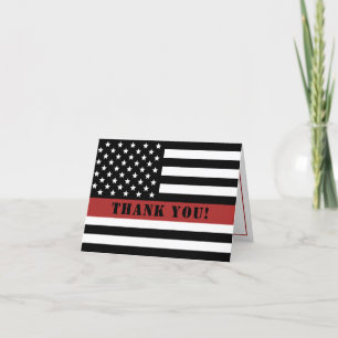 Carte De Remerciements Mince Red Line USA Drapeau Firefighter Appréciatio