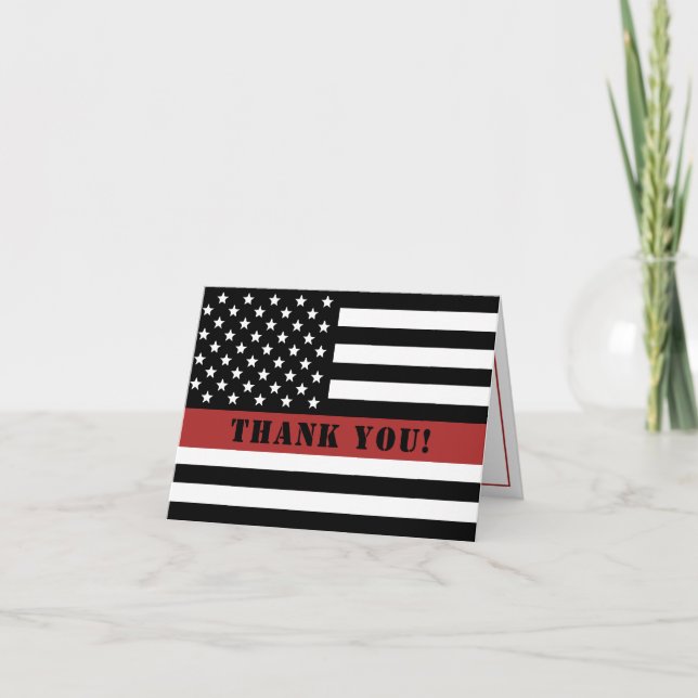 Carte De Remerciements Mince Red Line USA Drapeau Firefighter Appréciatio (Devant)