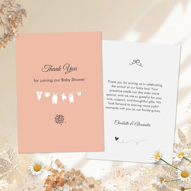 Carte De Remerciements Mini-bébé rose vif Douche pour fille (Minimalist Blush Pink Soft Peach Baby Girl Shower Thank You Card ©Susanne Sachers - Sunny Mind 🌞)