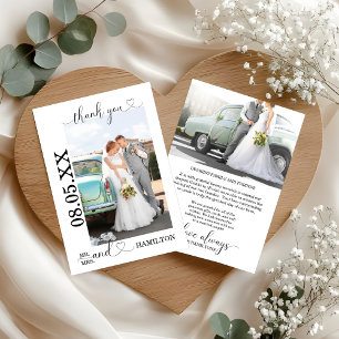 Carte De Remerciements Mini-script du coeur photo Mariage