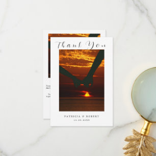 Carte De Remerciements Miniature Simple Script pour jeunes mariés Photo M