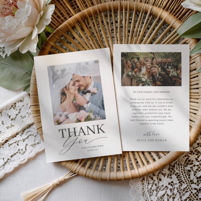 Carte De Remerciements Minimal Black & White Thank You Wedding  (Créateur téléchargé)