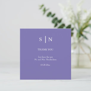 Carte De Remerciements Minimal et chic Mariage violet et blanc