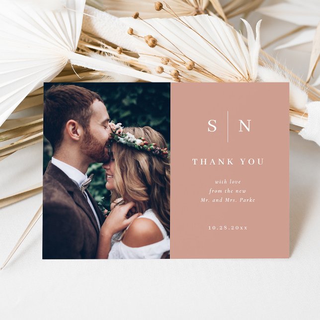 Carte De Remerciements Minimal et chic | Terracotta Deux Mariages photo (Créateur téléchargé)