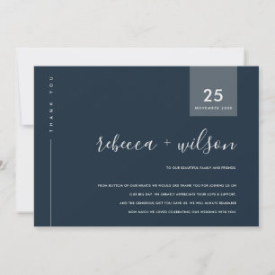 CARTE DE REMERCIEMENTS MINIMAL SCANDI MARY GRAY BLUE TYPOGRAPHIE MARIAGE