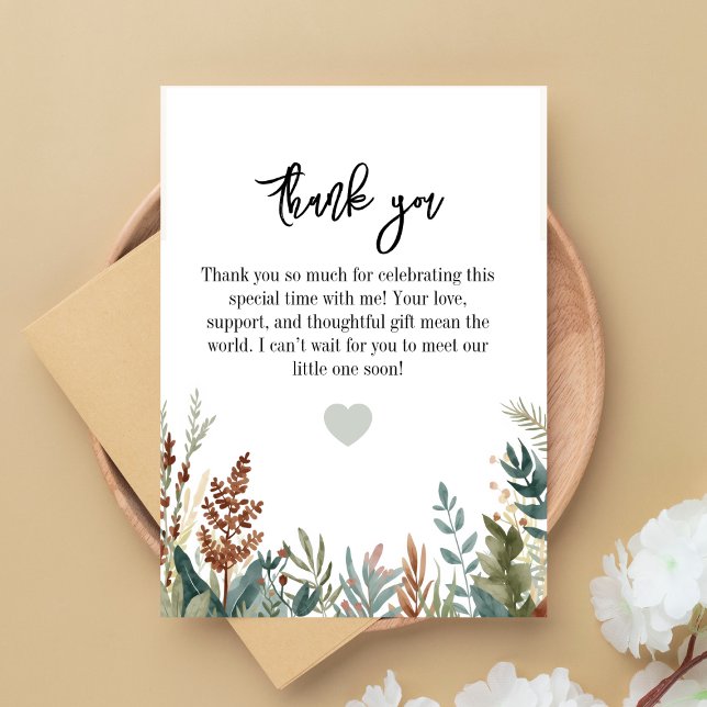 Carte De Remerciements Minimal Woodland Neutral Gender Baby Shower (Créateur téléchargé)