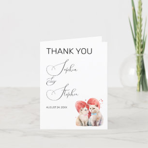 Carte De Remerciements Minimalisme avec un Mariage de chats