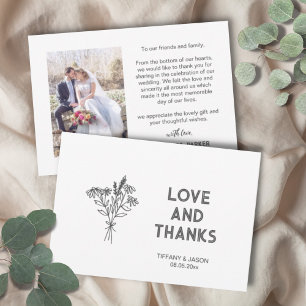 Carte De Remerciements Minimalist 1 Photo Clean Simple Modern Wedding 