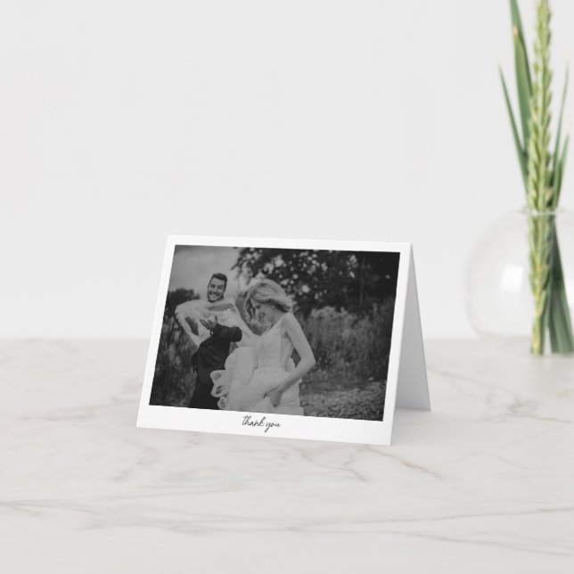 Carte De Remerciements Minimalist Black White Photo Custom Message (Devant)