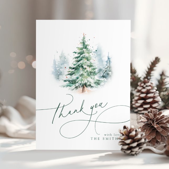 Carte De Remerciements Minimalist Elegant Script Christmas Tree Thank You (Minimalist Elegant Script Christmas Tree Thank You)
