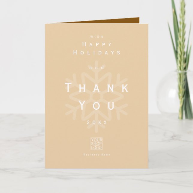 Carte De Remerciements Minimalist Holiday Thank You Business Beige Brown (Devant)