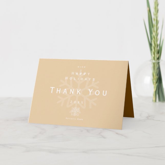 Carte De Remerciements Minimalist Holiday Thank You Business Beige Brown (Devant)