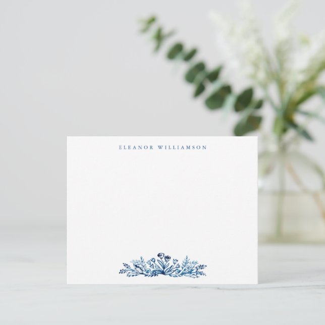 Carte De Remerciements Minimalist Indigo Blue Ink Botanical Baby Shower (Debout devant)
