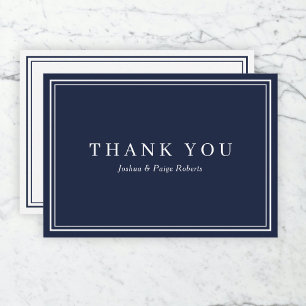 Carte De Remerciements Minimalist Navy Blue Elegant Custom Thank You