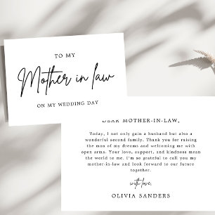 Carte De Remerciements Minimaliste à ma belle-mère le jour de mon mariage