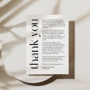 Carte de remerciements minimaliste avec typographi