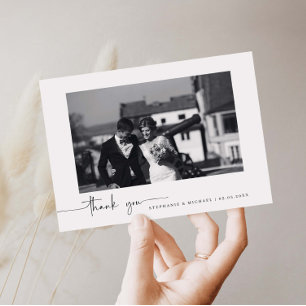 Carte de remerciements minimaliste de mariage phot