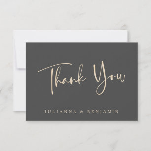 Carte De Remerciements Minimaliste Élégant Écriture Noire Mariage Personn