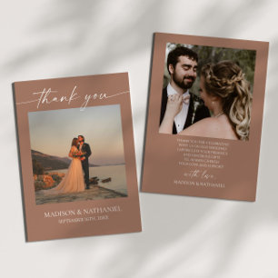 Carte De Remerciements Minimaliste Élégant Photo Mocha Mousse Mariage