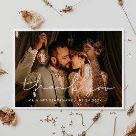 Carte de remerciements minimaliste manuscrit maria