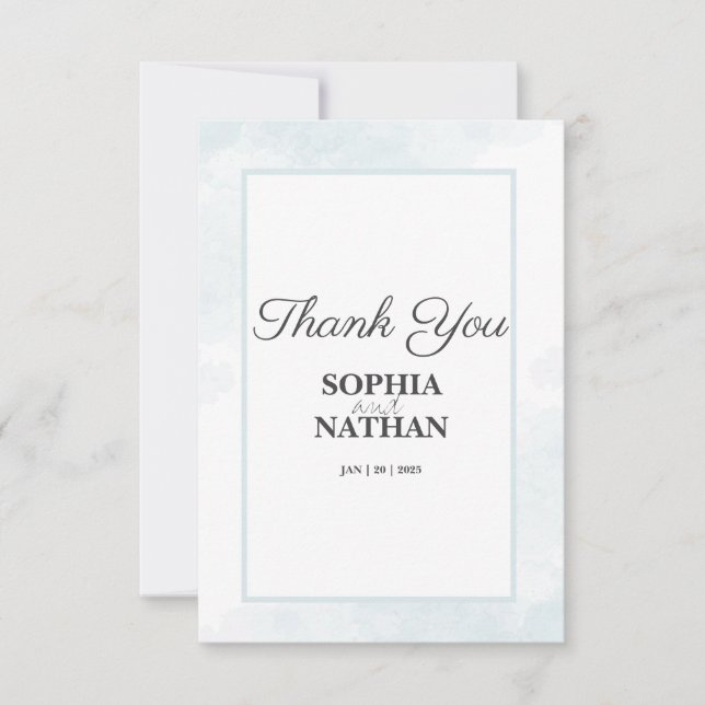 Carte de remerciements minimaliste Mariage d'aquar (Devant)