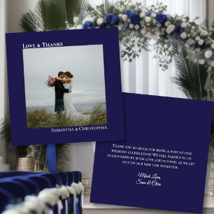 Carte De Remerciements Minimaliste Marine Love & Thanks Photo & Note Mari
