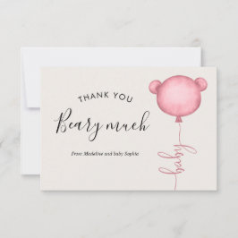 Carte De Remerciements Minimaliste quelqu'un Beary Baby shower de ballon 