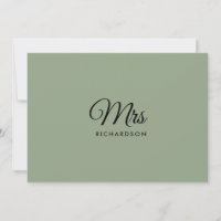 Minimaliste Script Vert Sauge Mme. Nom de famille 