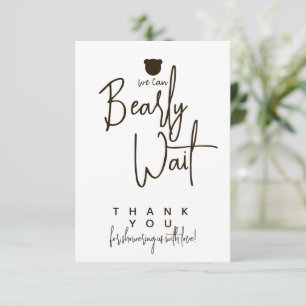Carte De Remerciements Minimaliste simple ours moderne Baby Shower 