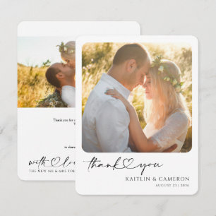 Carte De Remerciements Minimaliste Thank You Photo Card avec Heart Weddin