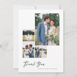 Carte De Remerciements Minimum 4 photo Collage blanc Mariage de script de