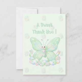 Carte De Remerciements Mint Green Marshmallow Butterfly Baby Shower Thank