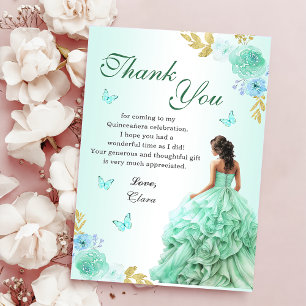 Carte De Remerciements Mint Green Princess Robe Quinceañera Anniversaire
