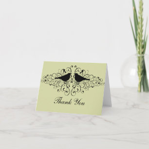 Carte De Remerciements Mint Love Bird Swirls