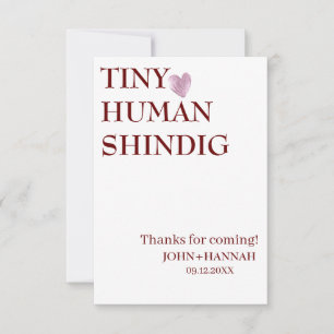 Carte De Remerciements Minuscule Humain Shindig Funny Baby shower Co-ed