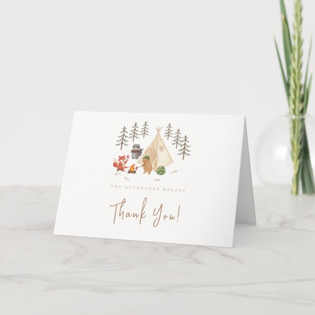 Carte De Remerciements Minuscule L'aventure commence le Baby shower (Devant)