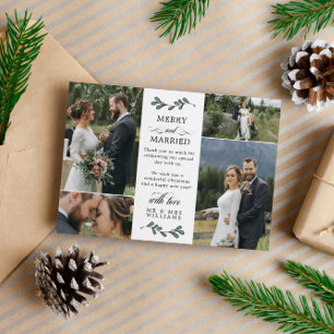Carte De Remerciements Mistletoe verte Joyeux Marié Photo Noël