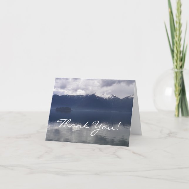 Carte De Remerciements Misty Alaskan Sea dans les tons bleu (Devant)