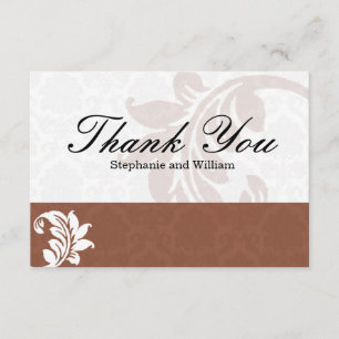 Carte de remerciements Mocha Mariage damassé