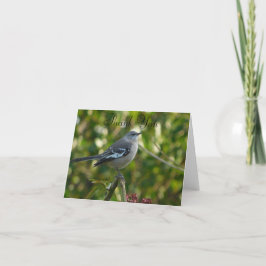 Carte De Remerciements Mockingbird nordique avec Fleurs Port de sécurité 