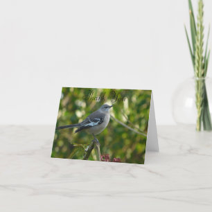 Carte De Remerciements Mockingbird nordique avec Fleurs Port de sécurité 