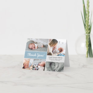 Carte De Remerciements Mod blue Photo personnalisée Collage bébé garçon n