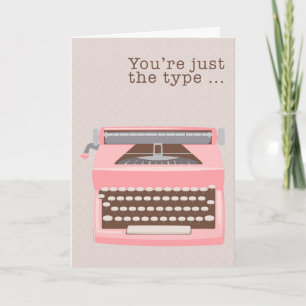 Carte De Remerciements Mod Retro Pink Typewriter Admin Par jour